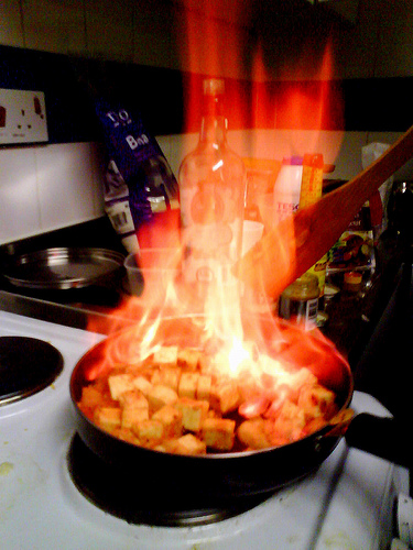 oil pan fry burning