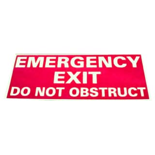 mergency Exit Do Not Obstruct Sign Red